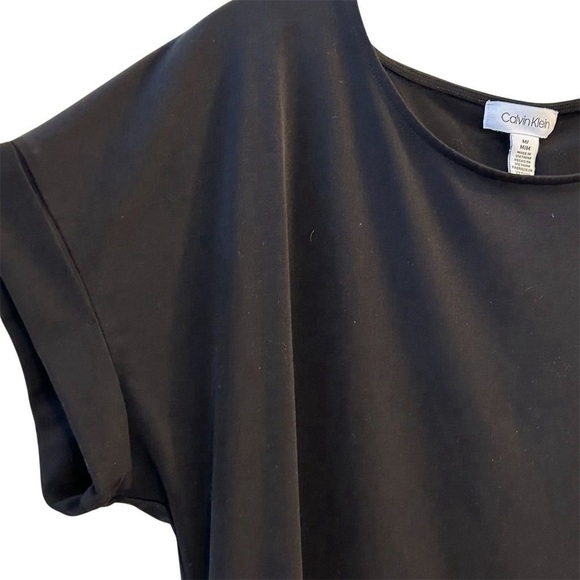 Calvin Klein Women's Black Mixed Media Short Sleeve Blouse Size M - Picture 9 of 13